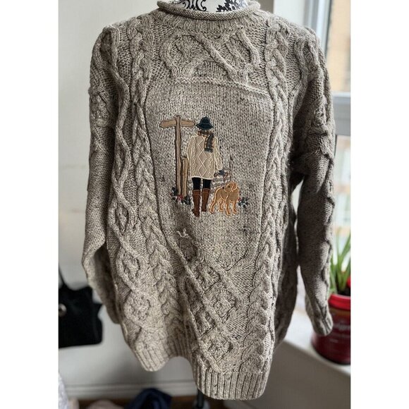ACORN 90s Vintage Made in U.K New Wool Chucky Knit sweater Sz L - Picture 2 of 11